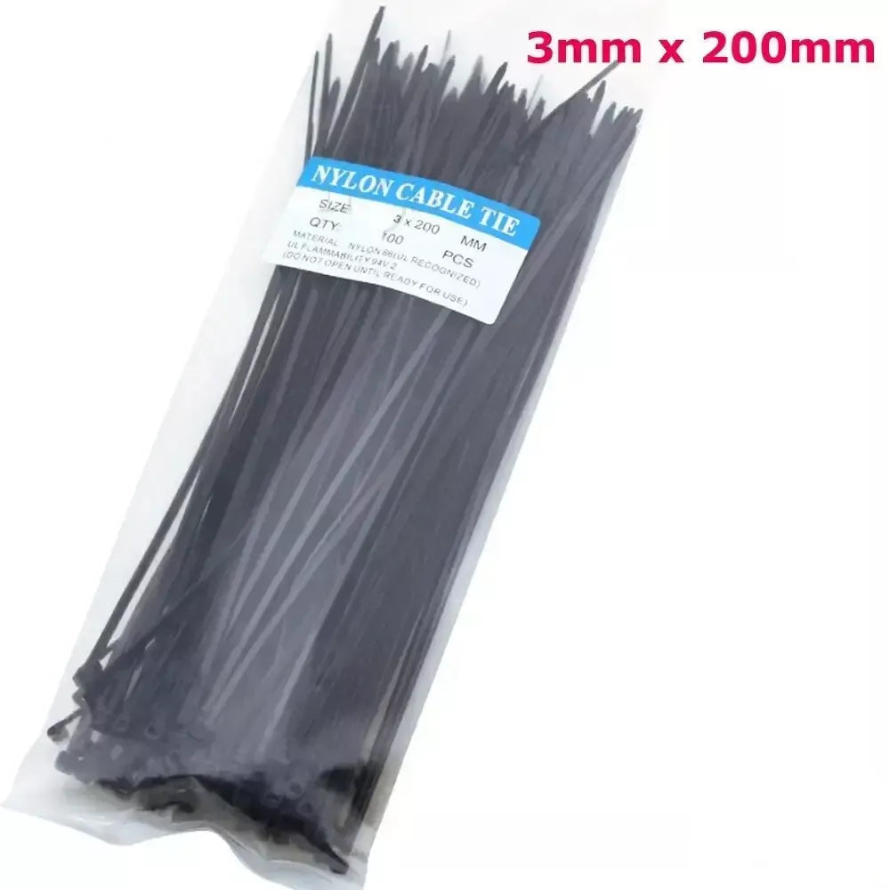 Nylon Cable Ties 3x200mm Black