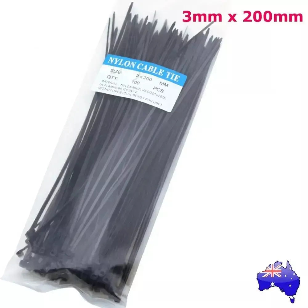 Nylon Cable Ties 3x200mm Black